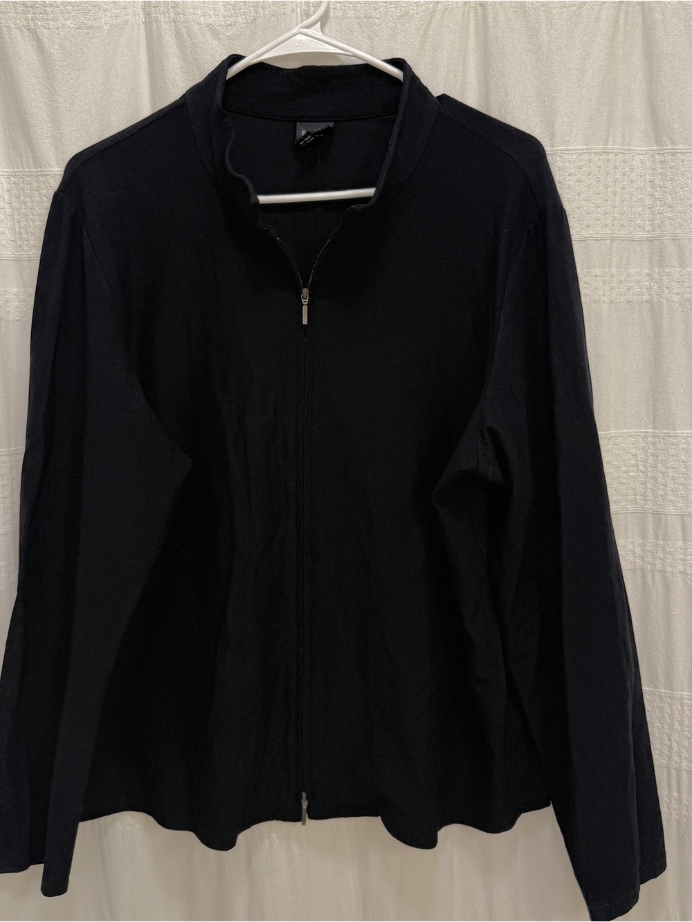 Eileen Fisher Full Zip Jacket Black Womens XL Viscose Lightweight